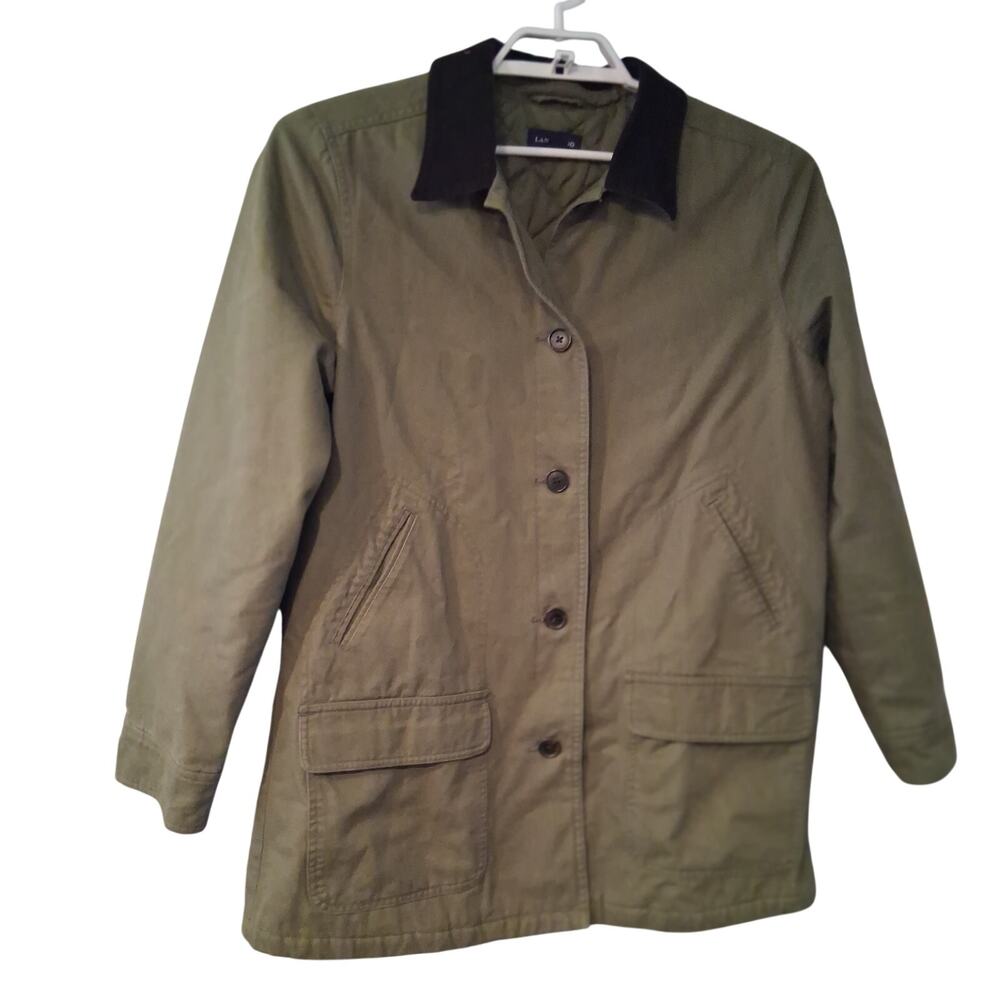 Lands End jacket coat womens aLarge 14 16 green barn chore cord collar